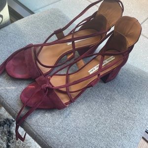 &other stories red/burgundy lace up heels